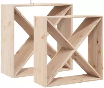vidaXL Weinregal 4 Ablagen, Kiefernholz, 62x25x62cm, 2er-Set (893314)