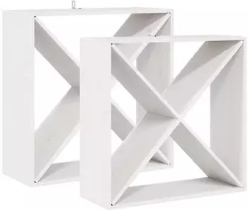 vidaXL Weinregal 4 Böden, Massivholz Kiefer, weiß, 2er-Set (893315)