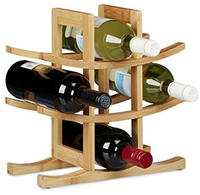 Relaxdays Weinregal Bambus, Flaschenhalter f&uuml;r 9 Flaschen, originelles Design,