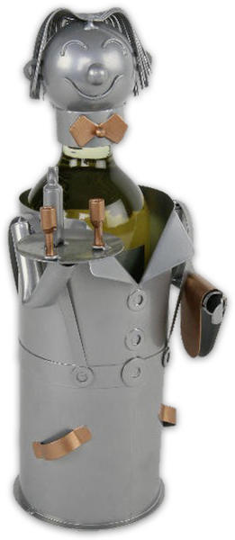 michel toys Dekorativer Weinflaschenhalter aus Metall Modell KELLNER silber kupfer 2farbig