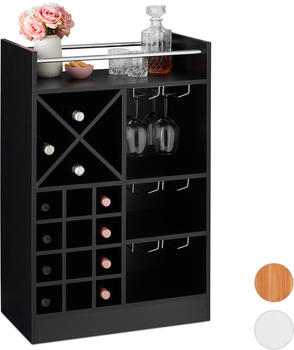 Relaxdays Weinregal mit Glashalter, 22 Flaschen, freistehend, Wein und Sekt, Hausbar HxBxT: 96 x 63 x 35 cm, schwarz