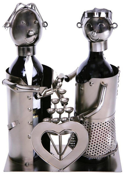 Dynamic24 Bar-Butler Brautpaar Metall Silber Hochzeit Geschenk Wein Flaschenständer