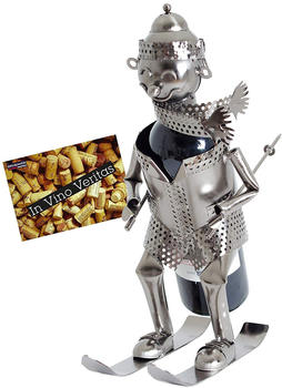 Brubaker Flaschenhalter Skifahrer Metall Skulptur Geschenk Mit Geschenkkarte