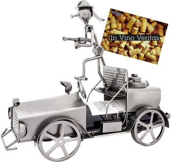 Brubaker Weinflaschenhalter Feuerwehrwagen - Löschzug Mit Feuerwehrmann Aus Metall Mit Grußkarte Fr Wingeschenk