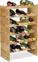 Relaxdays Weinregal stapelbar, Bambus Flaschenhalter f&uuml;r 36 Flaschen Wein,