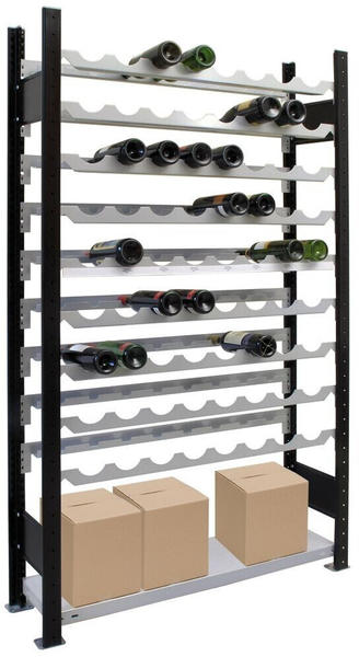 Schulte Weinregal für bis zu 96 Flaschen, 180x100x25 cm (HxBxT), schwarz-silber, Getränkeregal, Weinflaschenregal, Flaschenregal