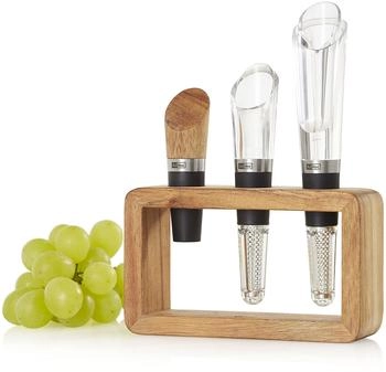 AdHoc Wein-Genießer-Set Vine 3-tlg. Hellbraun/Silber (VA13)