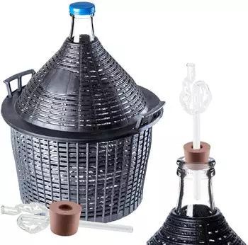 Kadax Alatri Glasballon-Set 10L mit Kunststoffkorb & Gärröhrchen (K9320)