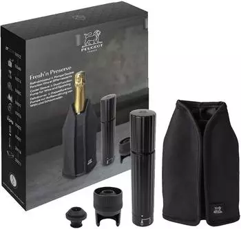 Peugeot Fresh'N Preserve Geschenkset Duo-Vakuumpumpe & Kühlmanschette, schwarz (210939)