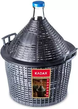 Kadax Gärballon 10L mit Kunststoffkorb, schmale Öffnung (K1451)
