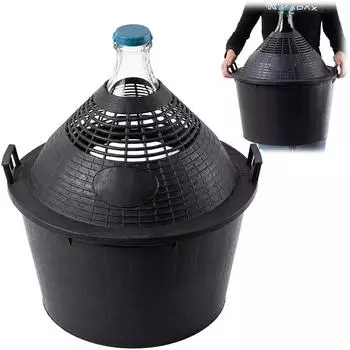 Kadax Glasballon 34L mit Kunststoffkorb, schmale Öffnung (K1455)