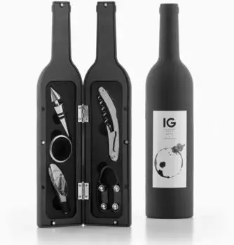 InnovaGoods Weinzubehör-Set 5-teilig, Flaschenetui, schwarz (IG114260)