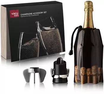 Vacu Vin Champagner Zubehör-Set, 3-teilig, schwarz (38899606)