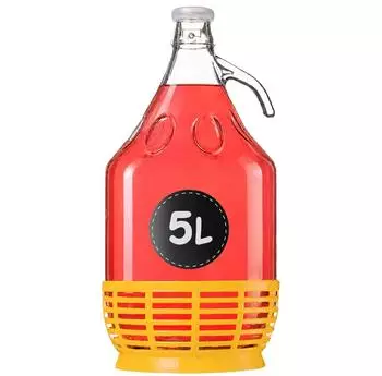 Kadax Glasgärballon 5l mit Kunststoffkorb und Gummistopfen (K2514)