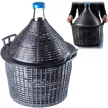 Kadax Glasballon 20L mit Kunststoffkorb und Gummistopfen, schmale Öffnung (K1453)
