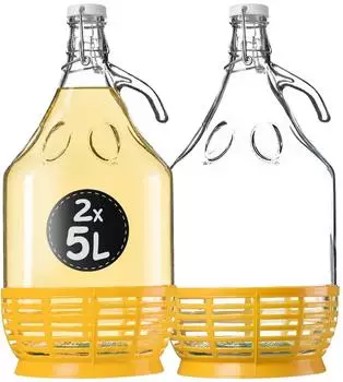 Kadax Glasgärballon für Wein 5L mit Korb (K4575)