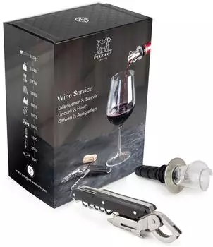 Peugeot Wine Service Geschenkset Sommeliermesser & Weinausgießer (200992)
