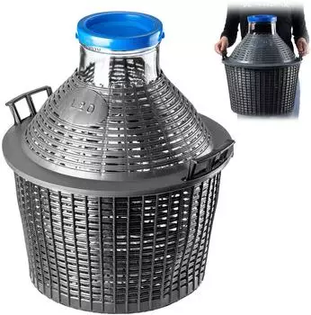 Kadax Gärballon mit Kunststoffkorb, weite Öffnung, 20L (K1447)