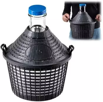 Kadax Glasballon 5L mit Kunststoffkorb, schmale Öffnung (K1450)