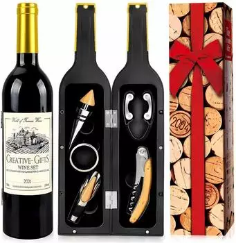 LuxusKollektion Sommelier-Set im Flaschendesign 5-teilig, gold