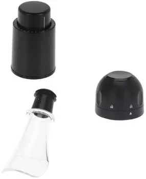 Eh Excellent Houseware Wein-Set: Ausgie&szlig;er, Korken & luftdichter Verschluss, 3-teilig, schwarz (170484100)