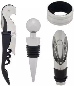 Kinvare Weinzubeh&ouml;r-Set 4-teilig, Metall, schwarz