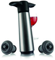 VacuVin 72064926, VacuVin Vacu Vin Weinpumpe Edelstahl 1 Pumpe, 2 Stopfen
