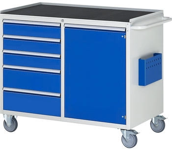 Rau RAU Werkstattwagen Serie 7000 HxBxT 975 x 1.145 x 650 mm 1 Flügeltür 5 x 90%-Auszug-Schubladen 3 x 120 2 x 180 mm Arbeitsplatte Metall