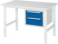Arbeitstisch B750xT1000xH760-1080mm Arbeitsplatte Melamin Gestell lichtgrau