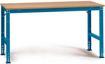 Manuflex Arbeitstisch UNIVERSAL Standard 2000 x 1000 mm Multiplex natur brillantblau