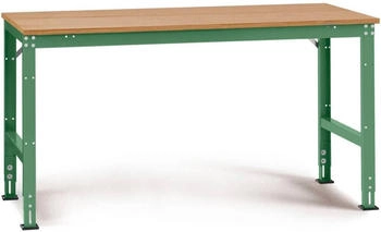 Manuflex Arbeitstisch UNIVERSAL Standard 2000 x 1000 mm Multiplex natur resedagrün