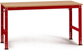 Manuflex Arbeitstisch UNIVERSAL Standard 2000 x 1000 mm Multiplex natur rubinrot