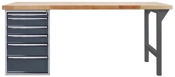 Proregal Werkbank Giant Rhino Plus + 6 Schubladen 84 x 200 x 70 cm Traglast 500 kg Anthrazitgrau