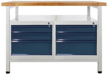 Proregal Werkbank Rhino + Ablagefläche 6 Schubladen 84 x 120 x 60 cm Traglast 300 kg Lichtgrau/Anthrazitgrau