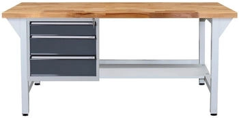 Proregal Werkbank Rhino Plus + 3 Schubladen 84 x 150 x 70 cm Traglast 500 kg Lichtgrau/Anthrazitgrau