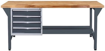 Proregal Werkbank Rhino Plus + 4 Schubladen 84 x 150 x 70 cm Traglast 500 kg Anthrazitgrau