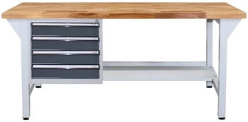 Proregal Werkbank Rhino Plus + 4 Schubladen 84 x 150 x 70 cm Traglast 500 kg Lichtgrau/Anthrazitgrau
