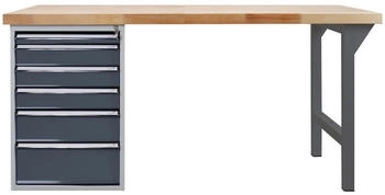 Proregal Werkbank Rhino Plus + 6 Schubladen 84 x 150 x 70 cm Traglast 500 kg Anthrazitgrau