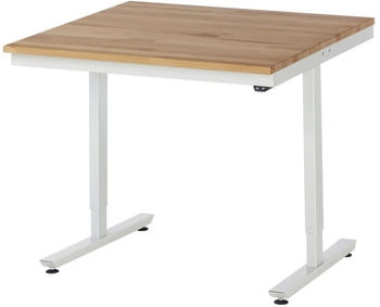 Rau Adlatus elektrischer HVT 25 mm geölte Massivholzplatte 150 kg 1000 x 1000 x 720-1120 mm Buche/lichtgrau