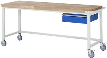 Rau Werkbank Serie 8000 fahrbar + Hängeschublade 2000 x 700 x 880 mm
