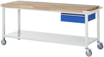 Rau Werkbank Serie 8001 fahrbar + Schublade + Ablageboden 2000 x 700 x 880 mm