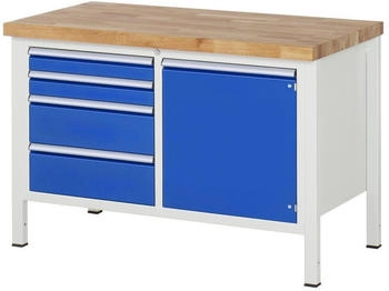 Rau Werkbank Serie 8470 4 Schubladen 1 Fachboden + Tür 1250 x 700 x 840-1040 mm