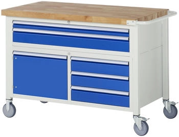 Rau Werkbank Serie 8922 fahrbar 5 Schubladen 2 Fachböden + Tür 1250 x 700 x 880 mm