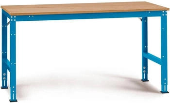 Manuflex Arbeitstisch UNIVERSAL Standard 1500 x 1000 mm Multiplex natur lichtblau