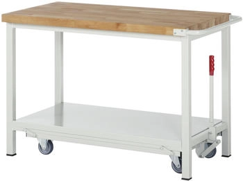 Rau Werkbank Serie 8000 fahrbar absenkbar Ablageboden 1250 x 700 x 880 mm