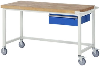 Rau Werkbank Serie 8000 fahrbar + Hängeschublade 1500 x 700 x 880 mm