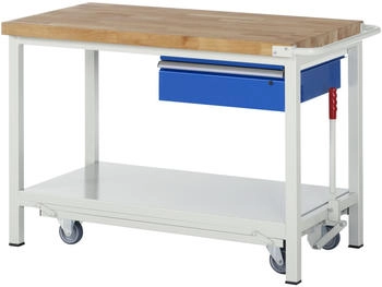 Rau Werkbank Serie 8001 fahrbar absenkbar Schublade 1250 x 700 x 880 mm