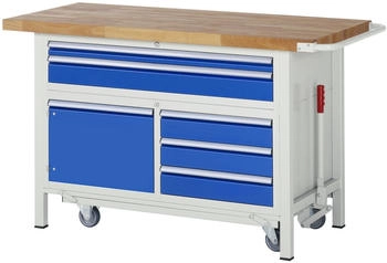 Rau Werkbank Serie 8922 absenkbar 5 Schubladen 1 Fachboden + Tür 1500 x 700 x 880 mm