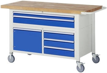 Rau Werkbank Serie 8922 fahrbar 5 Schubladen 2 Fachböden + Tür 1500 x 700 x 880 mm