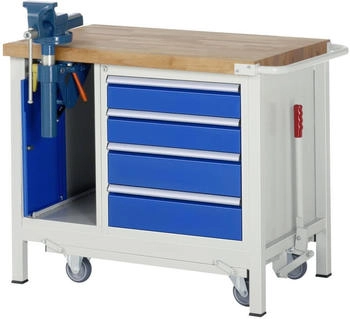 Rau Werkbank Modell 8185 fahrbar absenkbar + Schrank + Schubladen 1000 x 700 x 880 mm